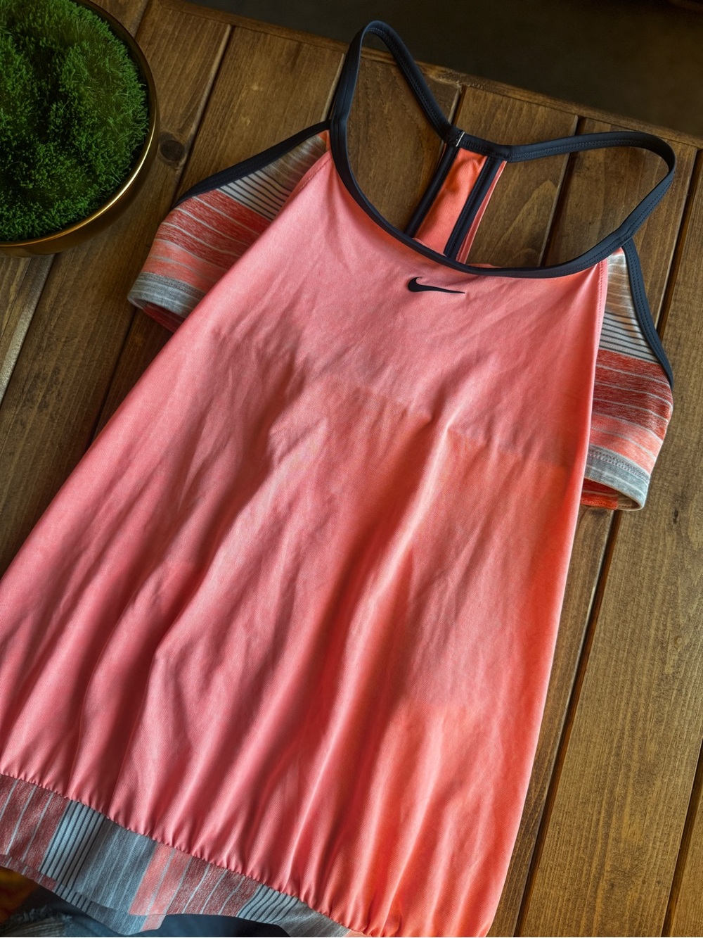 Nike Coral Tank with Striped Contrast Back